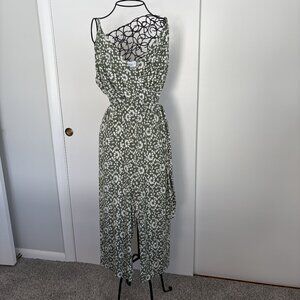 Kaileigh Womens Green & Cream Jumpsuit Sz Large w/ Adjustable Straps New w/ Tags